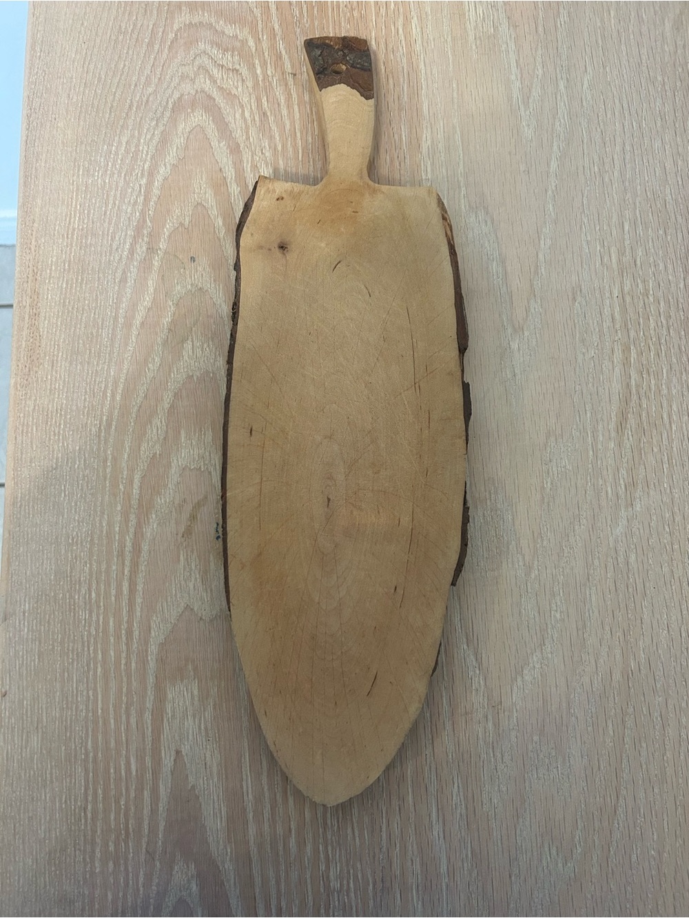 Vintage 1981 Handcrafted Natural Wood Serving Board - Cream/Brown Made in Italy